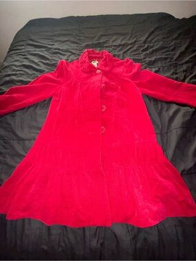 elevenses Red Velvet Tiered Trench Coat